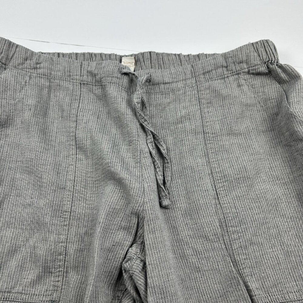 PRANA Breathe Pants Womens Xl Gray Ribbed Drawstring Cropped Outdoor Travel - Picture 6 of 13